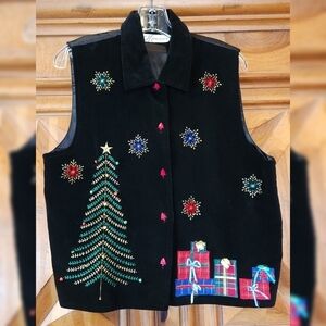 Dressbarn Christmas Vest Sz L
